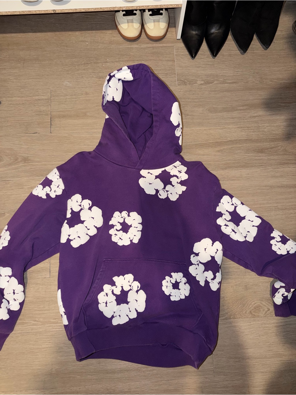Purple Floral-Print Hooded Sweatshirt - Men